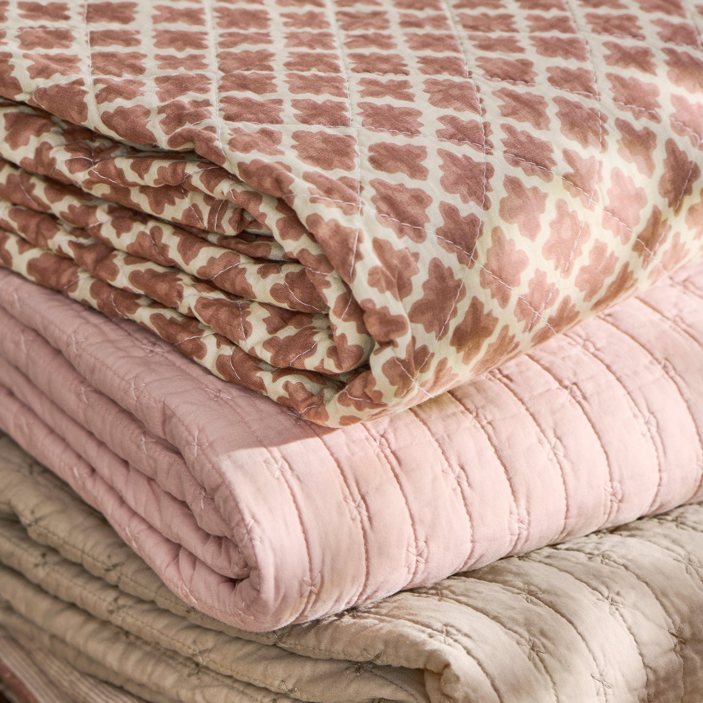 Rusty Pink Block Print Quilt