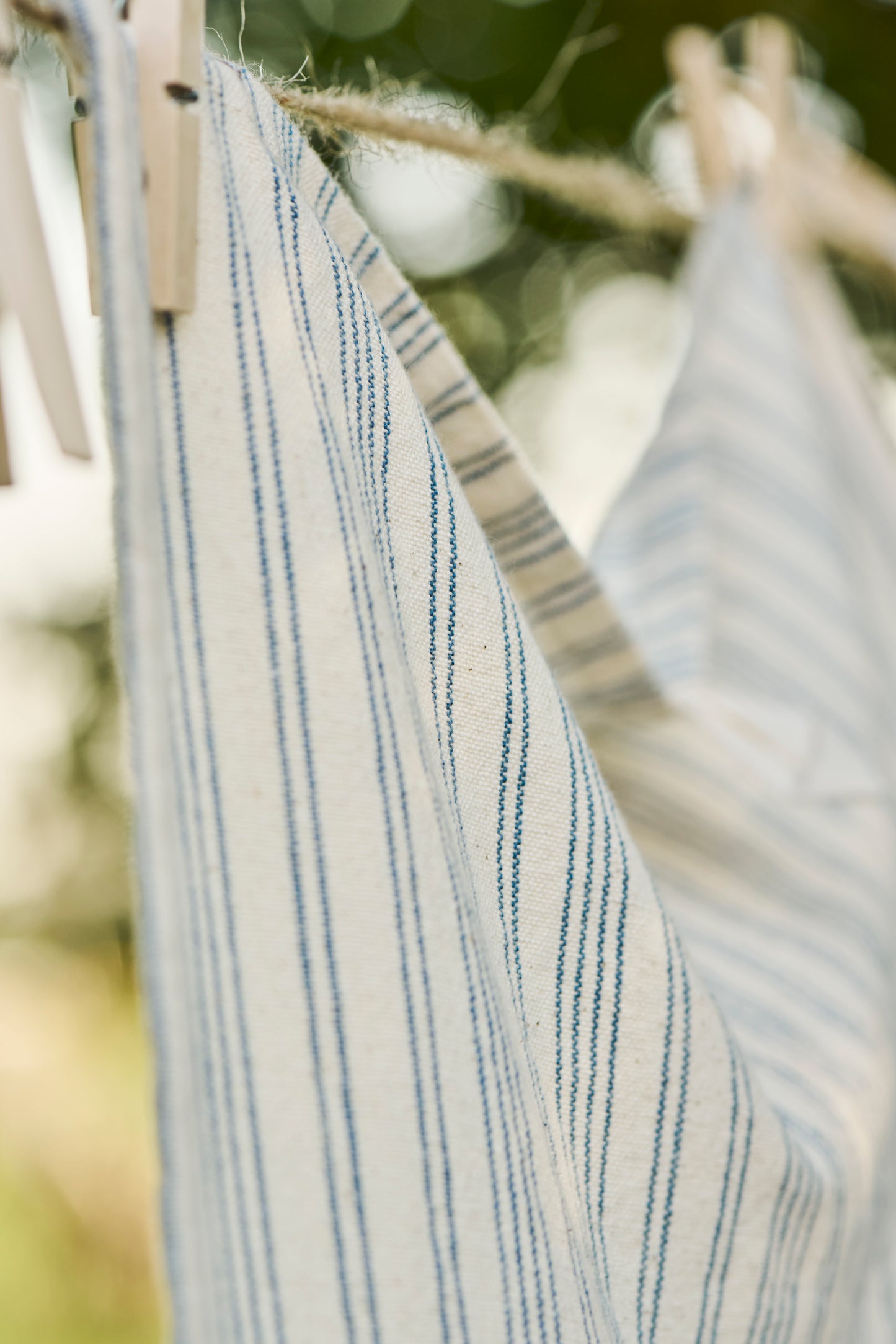 Striped Tea Towel in Cream and Blue