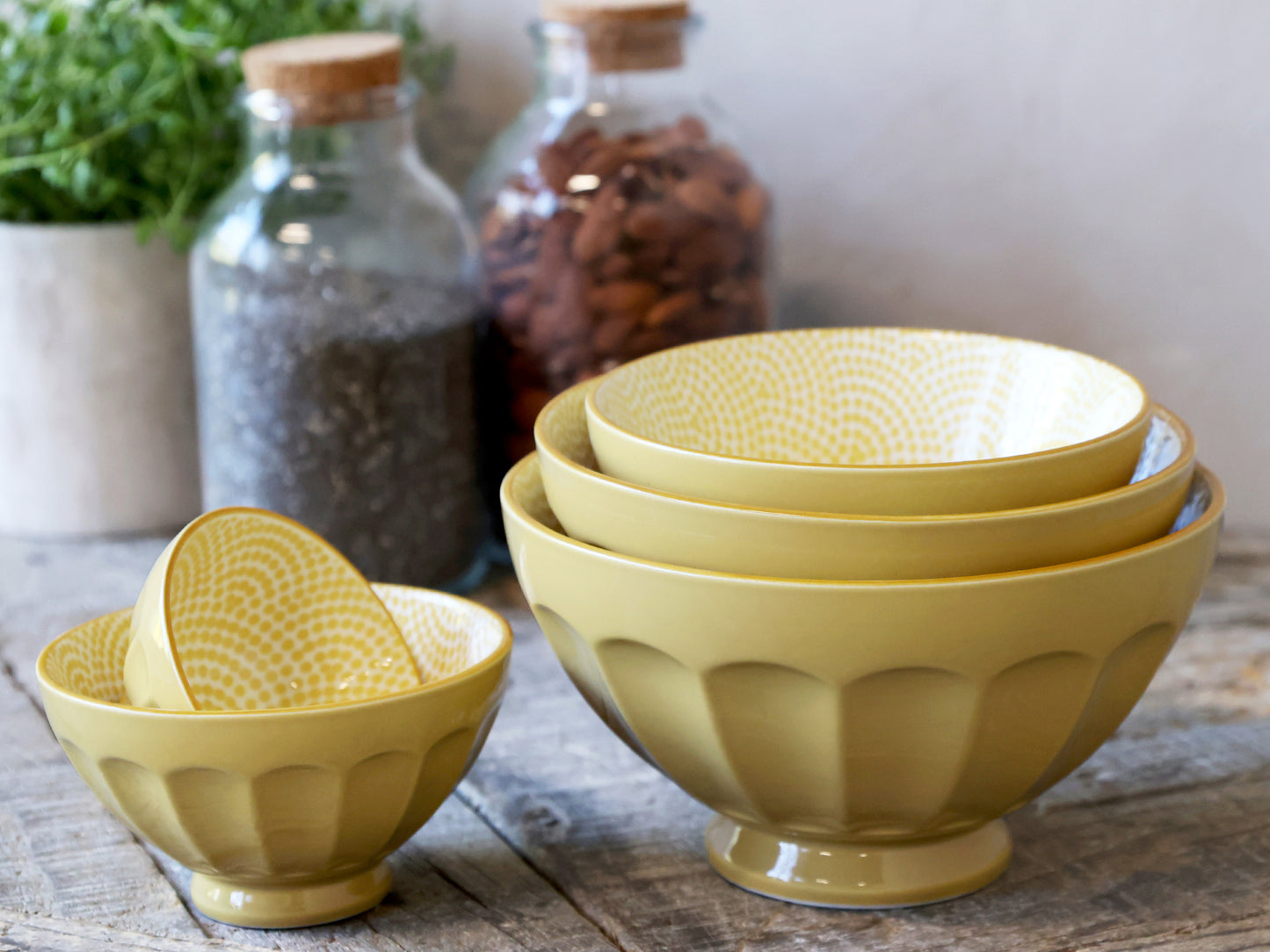 Ares Stacking Bowls in Mustard