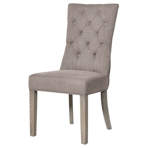 Button Back Dining Chair in Soft Grey