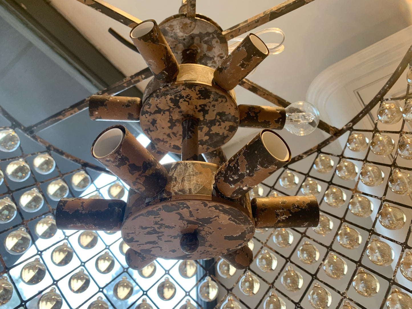 Rustic Amber Glass Chandelier