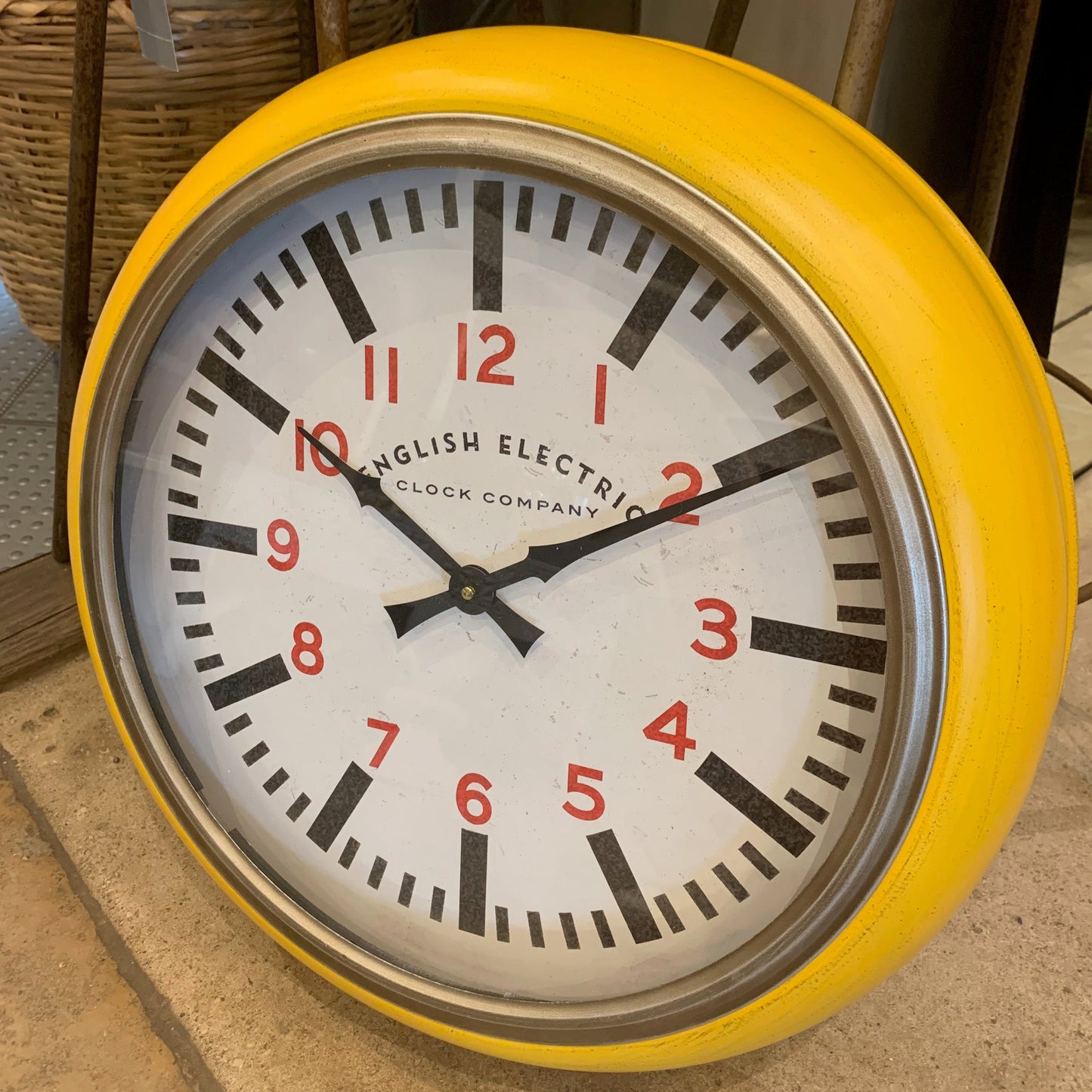Yellow Metal Wall Clock
