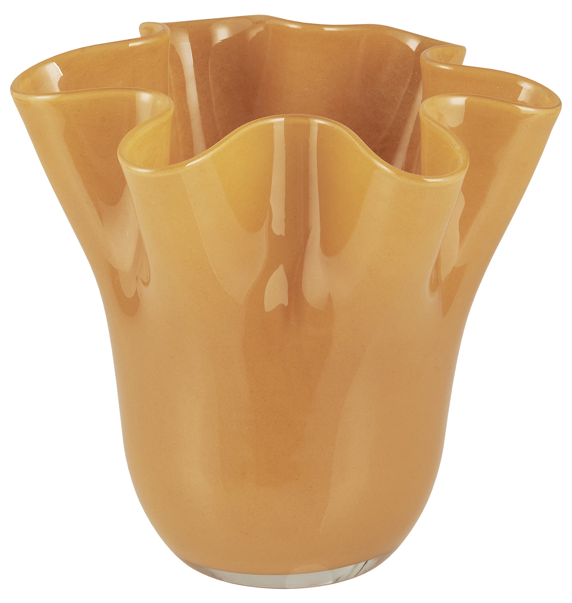 Mustard Yellow Wave Edge Vase