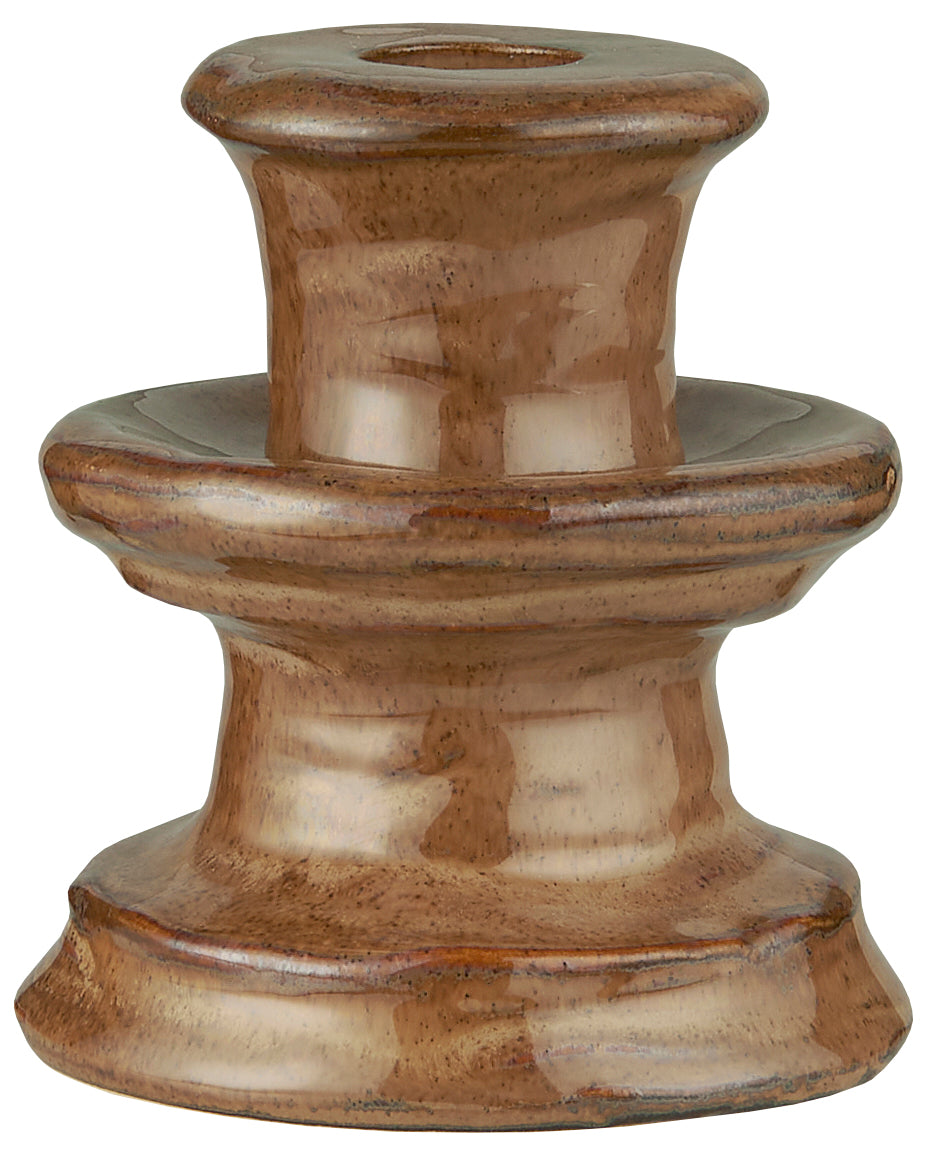 Milan Stoneware Candlesticks in Deep Brown