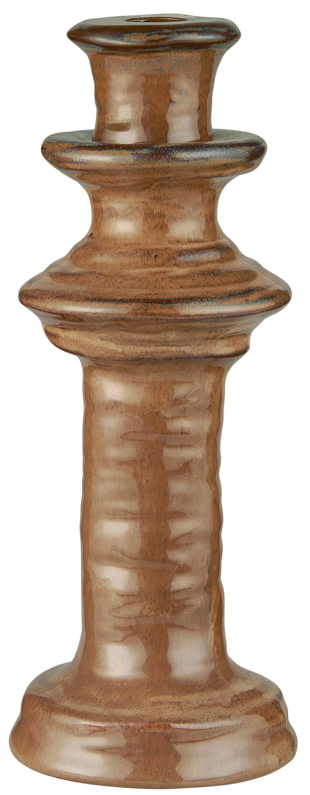 Milan Stoneware Candlesticks in Deep Brown