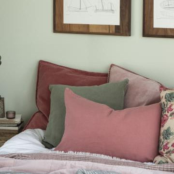 Linen Cushion in Coral Rose