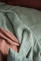 Cotton Throw in Cream and Green