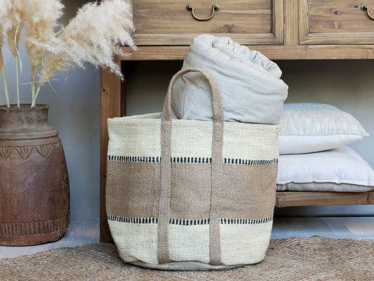 Jute Basket Bag in Neutral