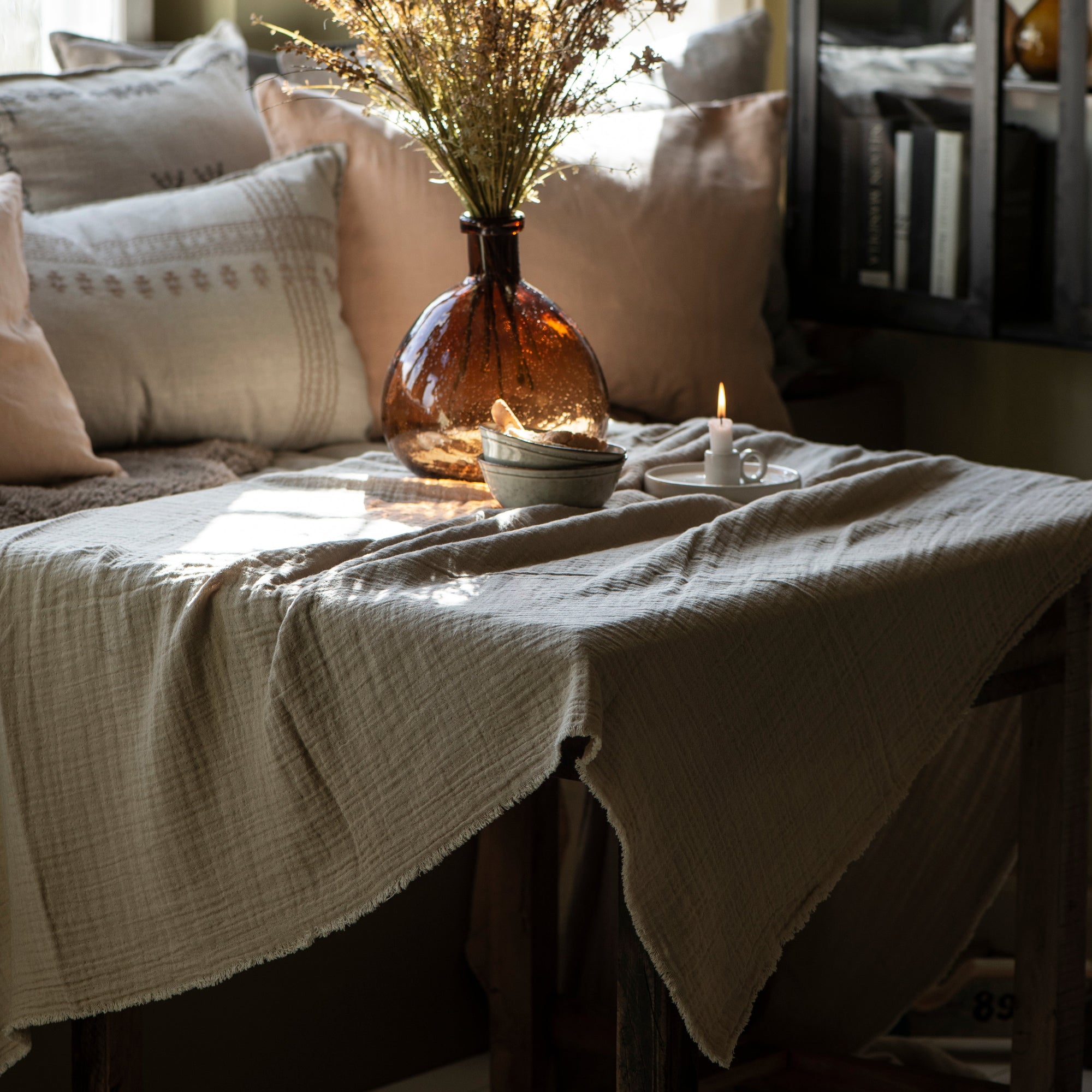 Double-woven Table Cloth in Sand Beige