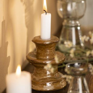 Milan Stoneware Candlesticks in Deep Brown