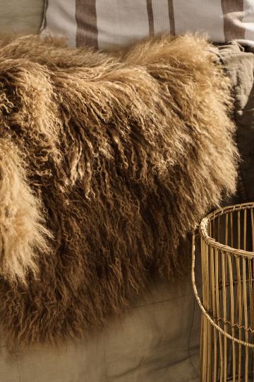 Tibetan Lambskin in Cognac Brown