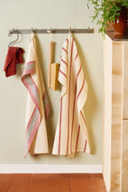Striped Tea Towel in Cream and Rust