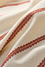 Striped Tea Towel in Cream and Rust