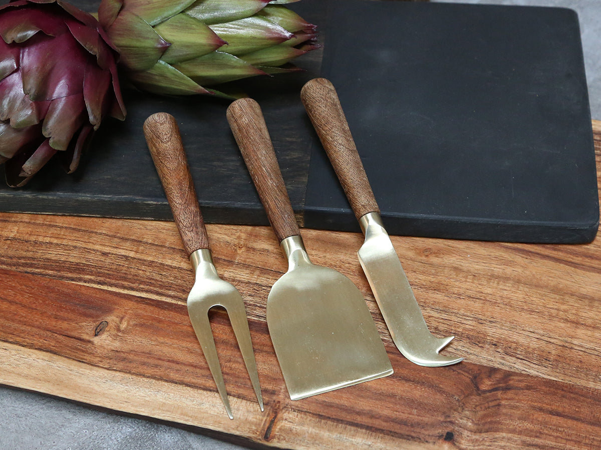 Cheese Knife Trio in Gold