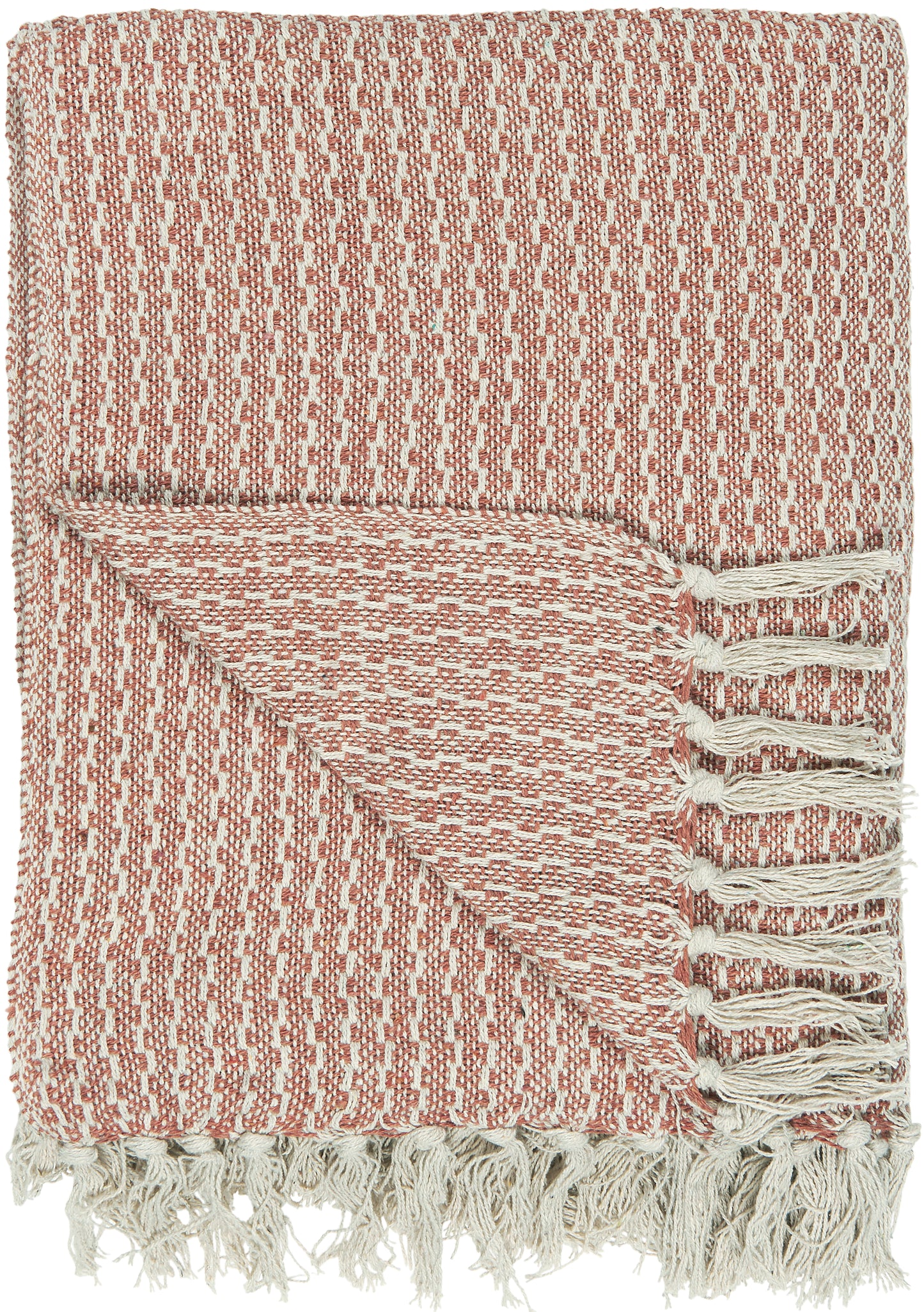 Cotton Throw in Cream and Rust