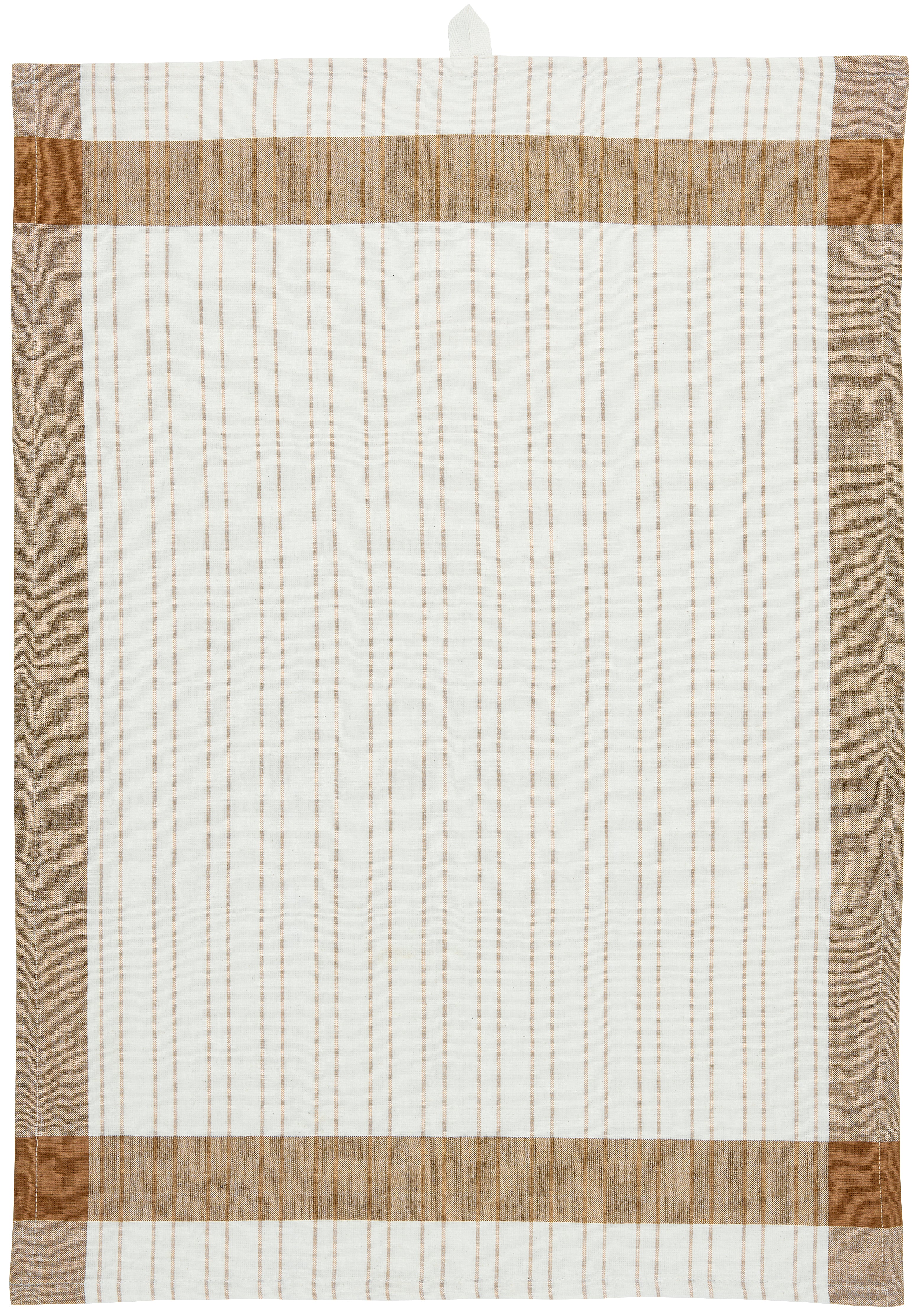 Striped Tea Towel in Cream and Brown