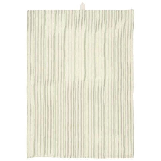 Striped Tea Towel in Cream and Green
