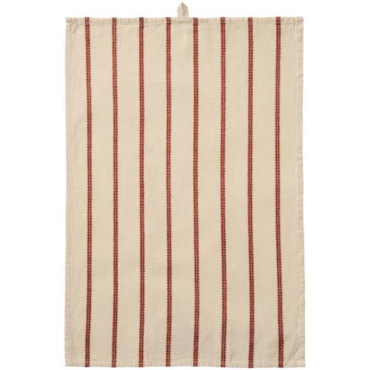 Striped Tea Towel in Cream and Rust