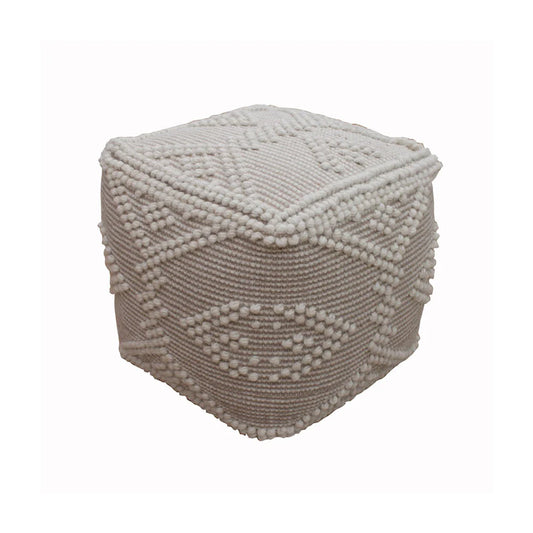 Cream Textured Pouf