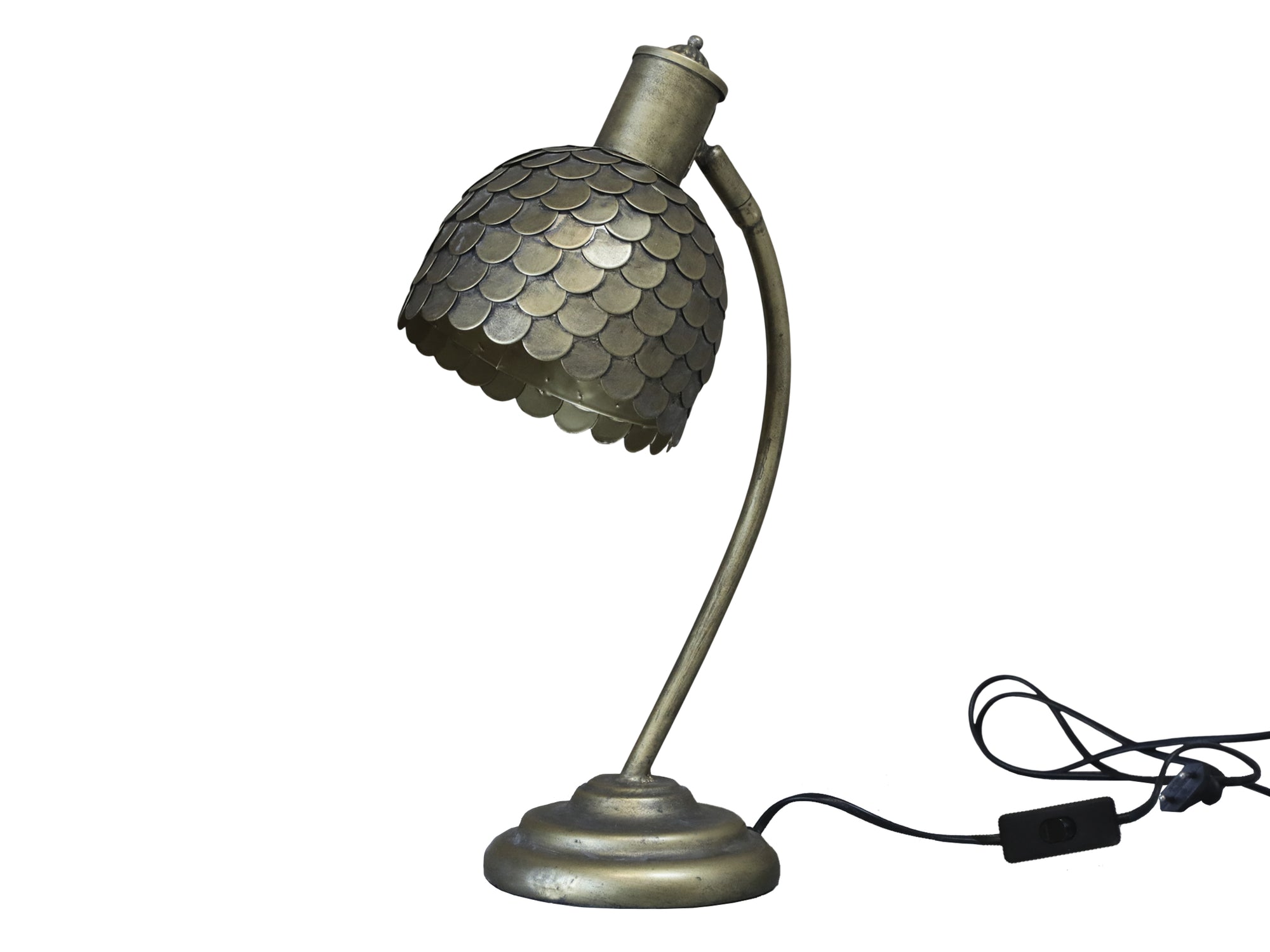Scalloped Desk Lamp in Antique Brass