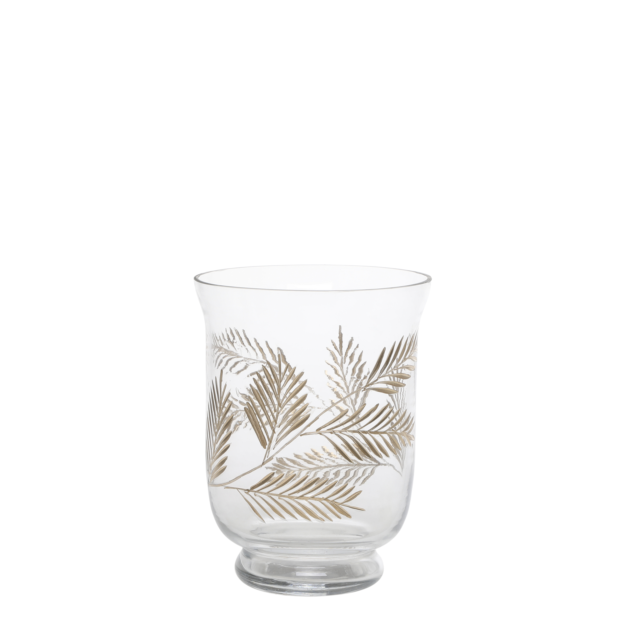 Glass Hurricane with Gold Leaf Pattern