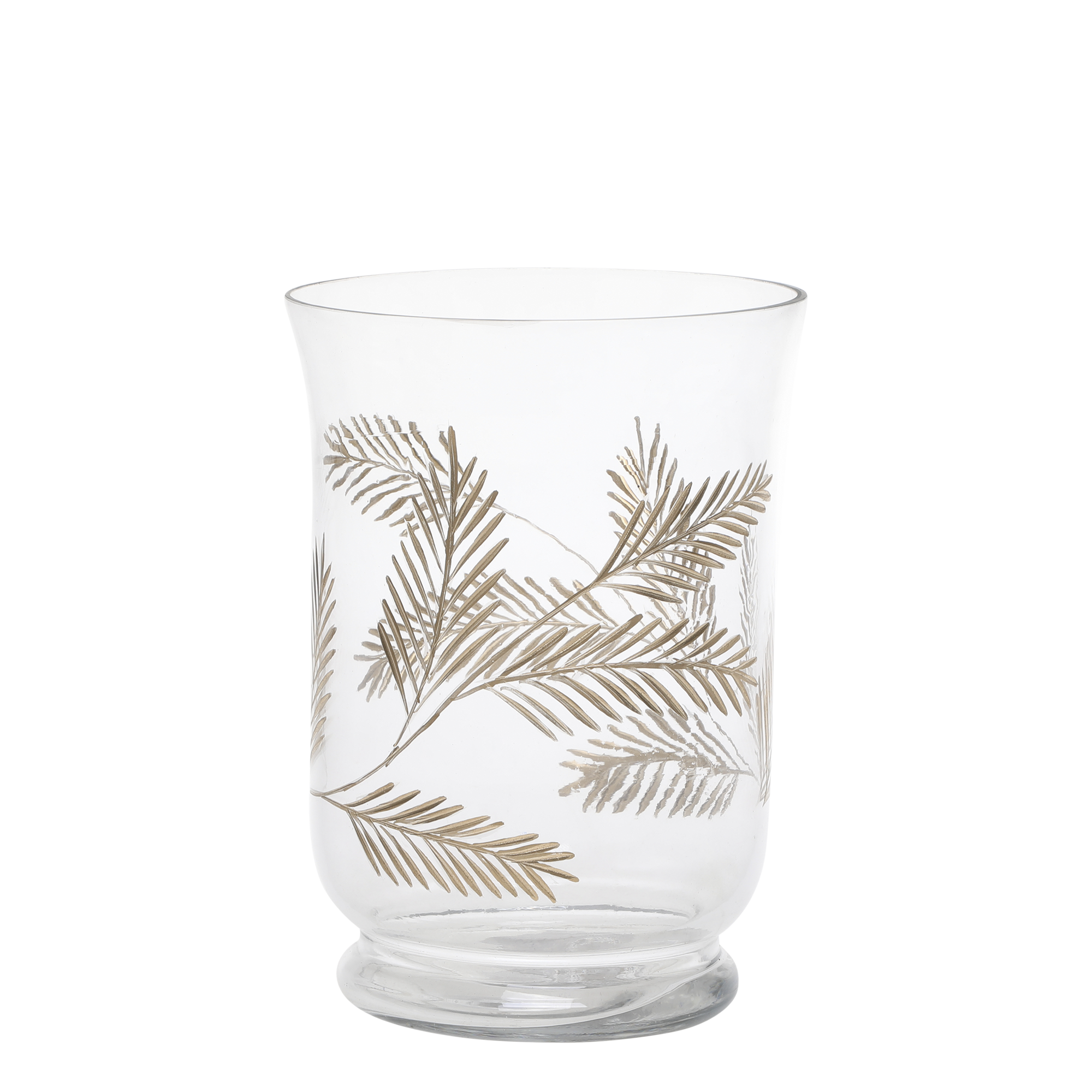 Glass Hurricane with Gold Leaf Pattern