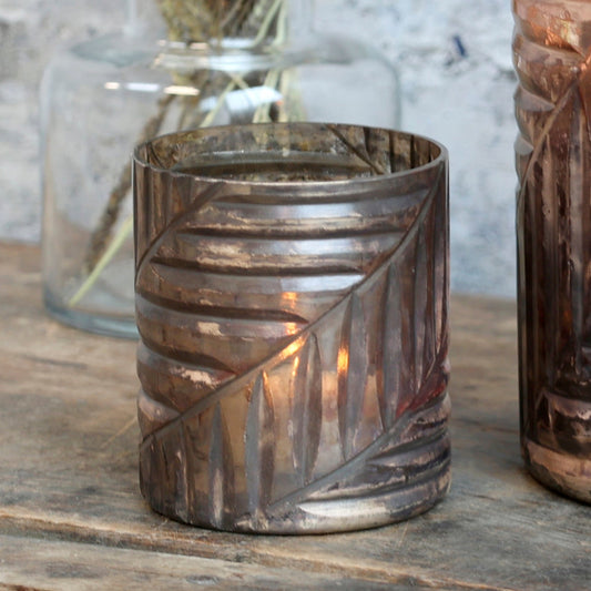Antique Copper Geometric Candle Holder