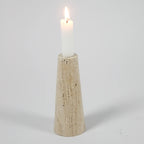 Travertine Candlestick in Beige