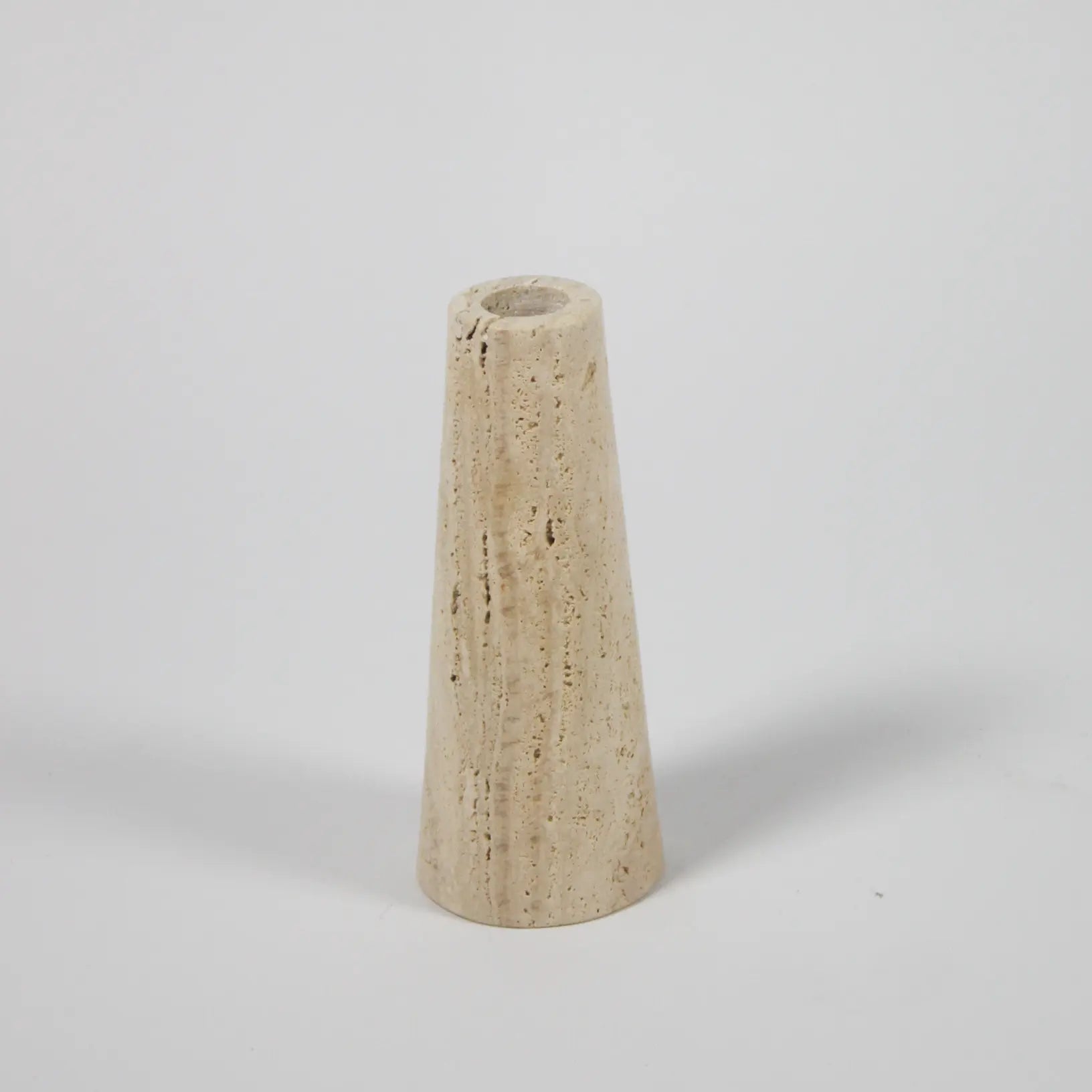 Travertine Candlestick in Beige