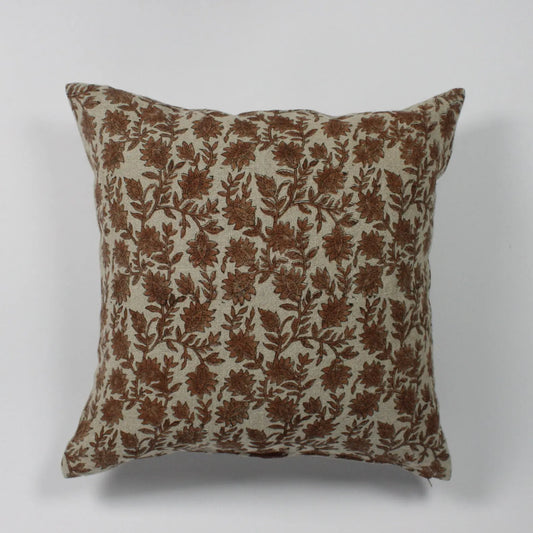 Leaf Print Cushion in Rust