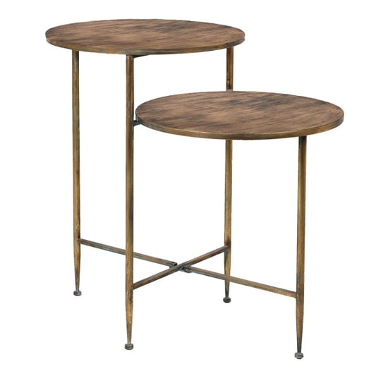 Stepped Side Table in Patinaed Gold