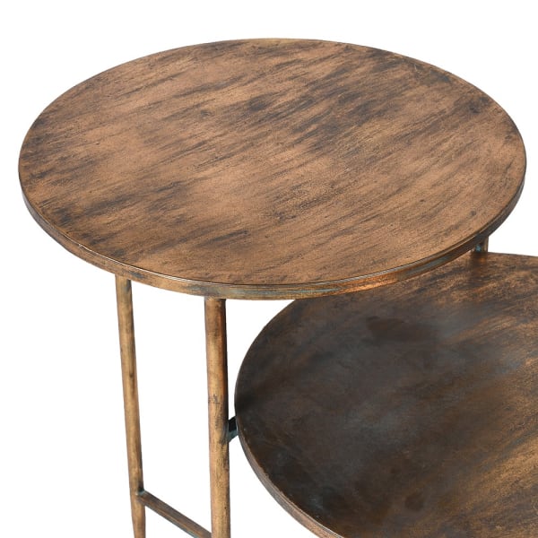 Stepped Side Table in Patinaed Gold