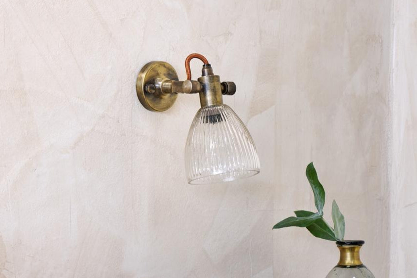 Rarni Recycled Glass Single Wall Light in Antique Brass