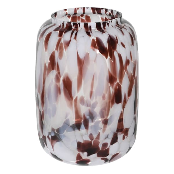 Mottled Brown and White Glass Vase