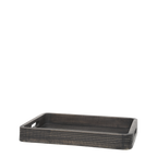 distressed black wooden serving tray on a transparent background