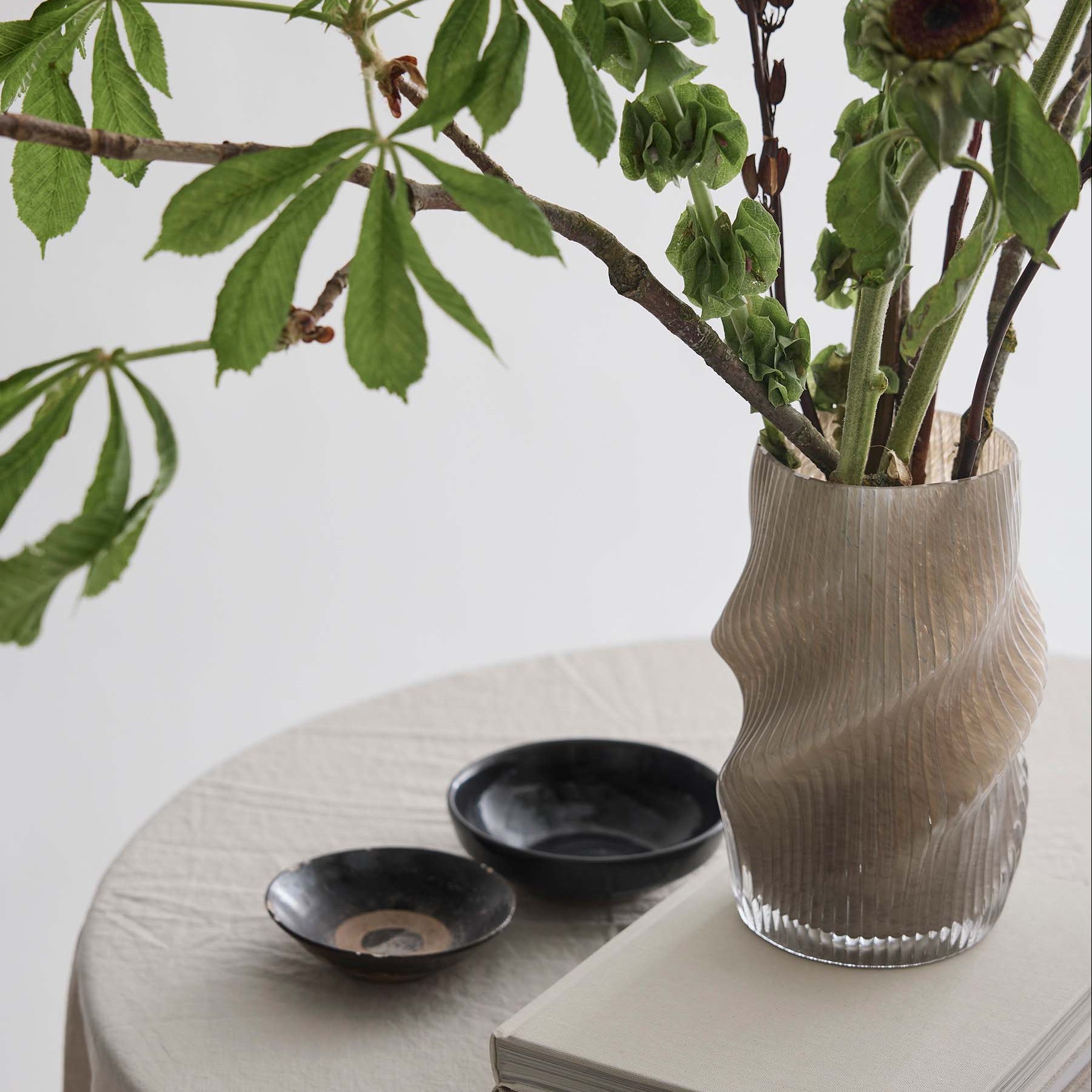 Fano Swirl Vase in Taupe