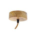 close-up wooden ceiling rose of the hammered glass pendant light and fluted glass pendant light