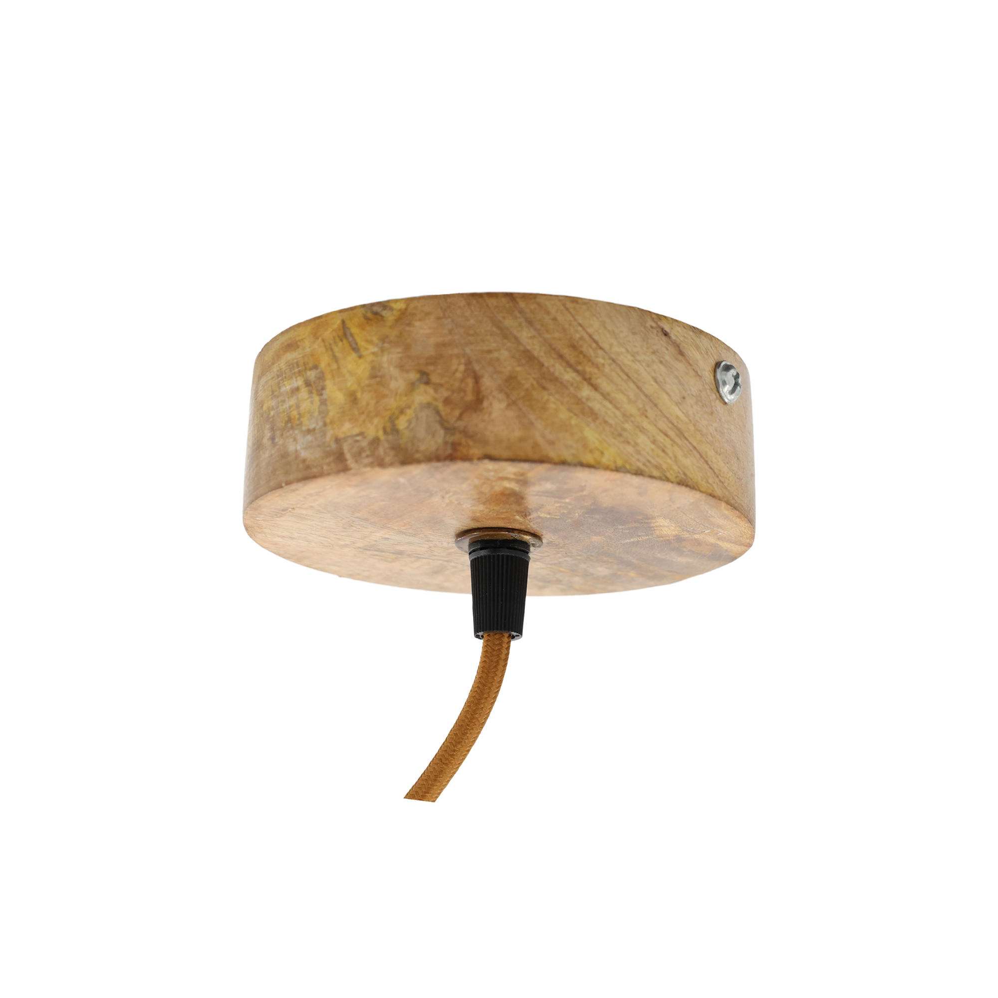 close-up wooden ceiling rose of the hammered glass pendant light and fluted glass pendant light