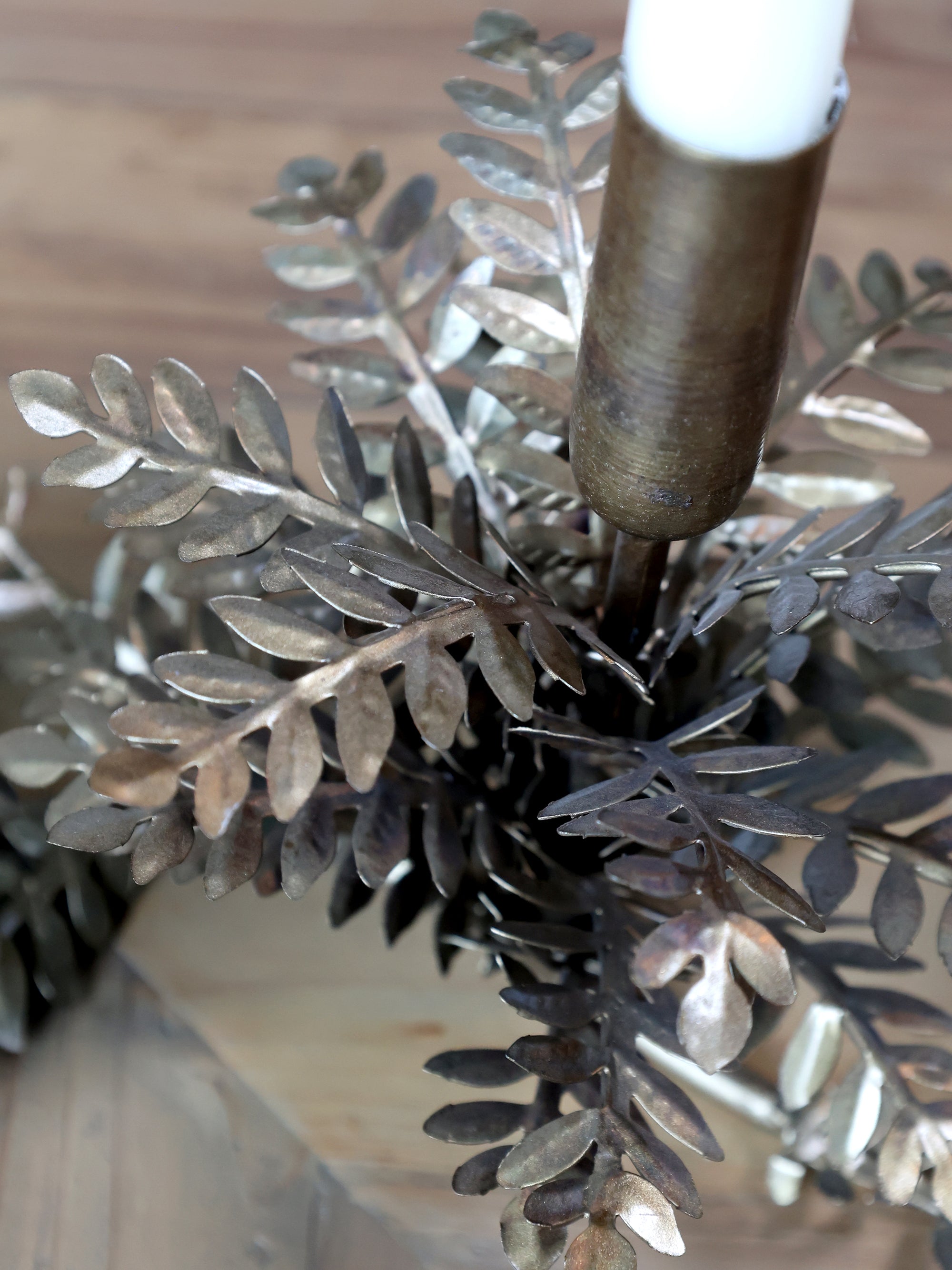 brass leaf candelabra detail