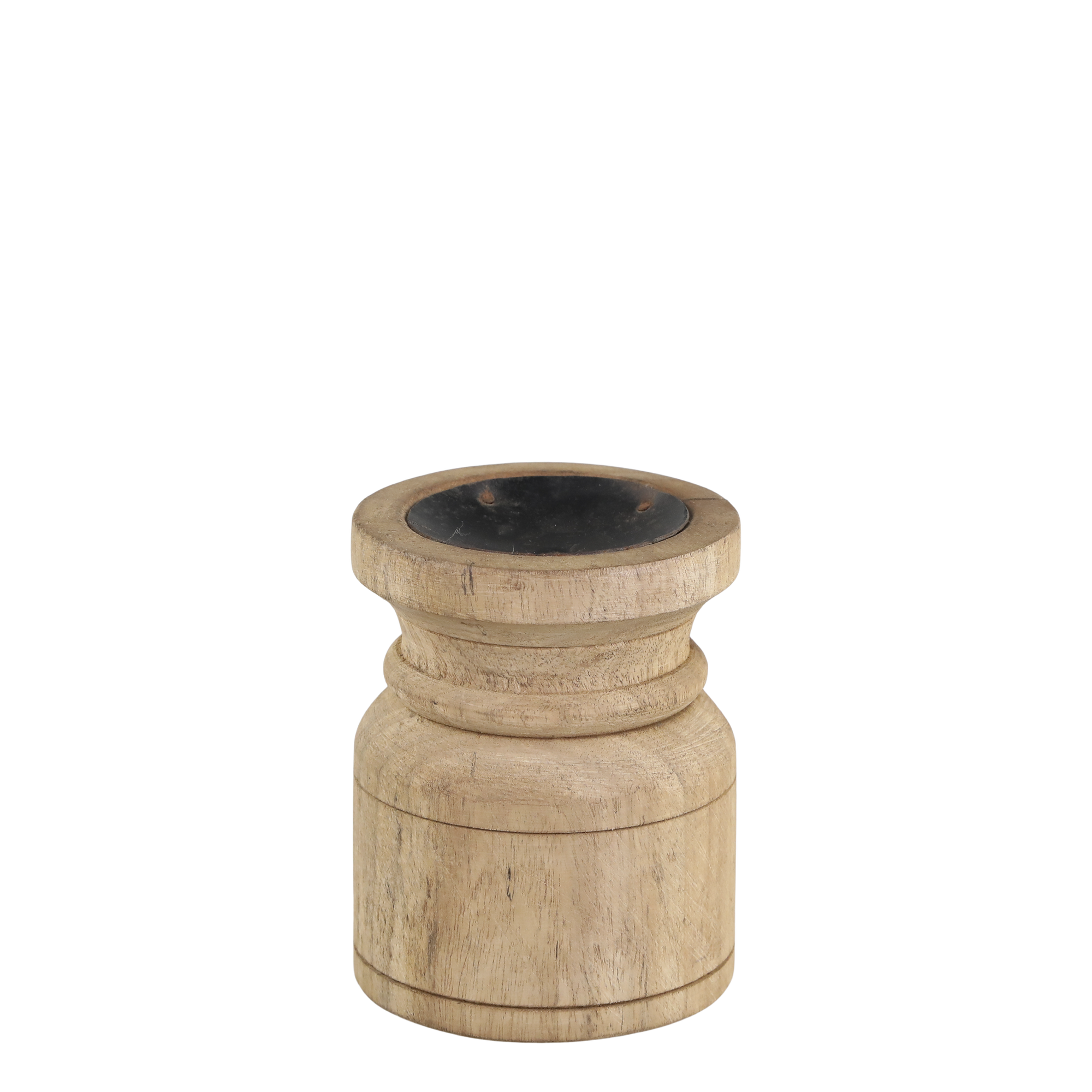 small chunky wooden candlestick on transparent background