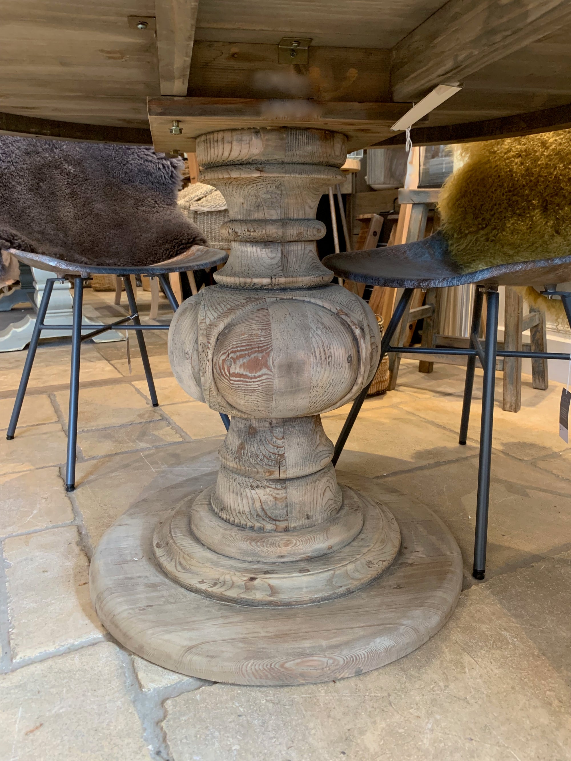 Reclaimed Pine Round Table - Ex Display